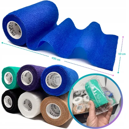 Bandaż kohezyjny elastyczny, 12 szt. mix, 4.5m x 10cm