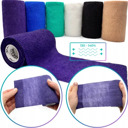 Bandaż kohezyjny elastyczny, 12 szt. mix, 4.5m x 10cm