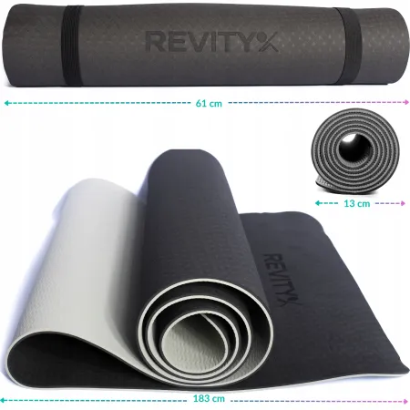 Mata do ćwiczeń TPE, 181x63x0.6 cm, czarny-szary