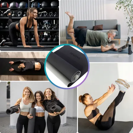 Mata do ćwiczeń TPE, 181x63x0.6 cm, czarny-szary