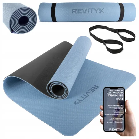 Mata do ćwiczeń TPE, 181x63x0.6 cm, niebieski/skyblue