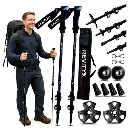 Kije trekkingowe, niebieskie, 65-135 cm, 2 szt.