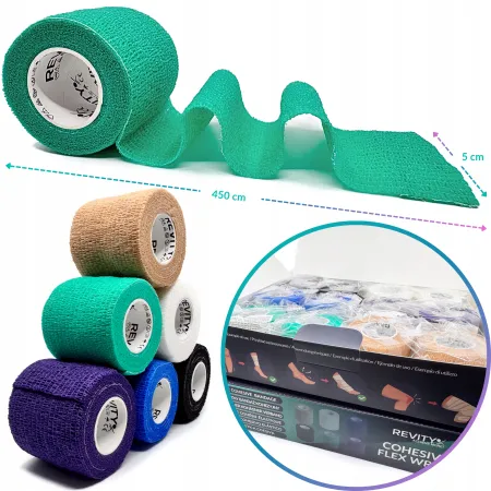 Bandaż kohezyjny elastyczny, zielony, 4.5m x 5cm